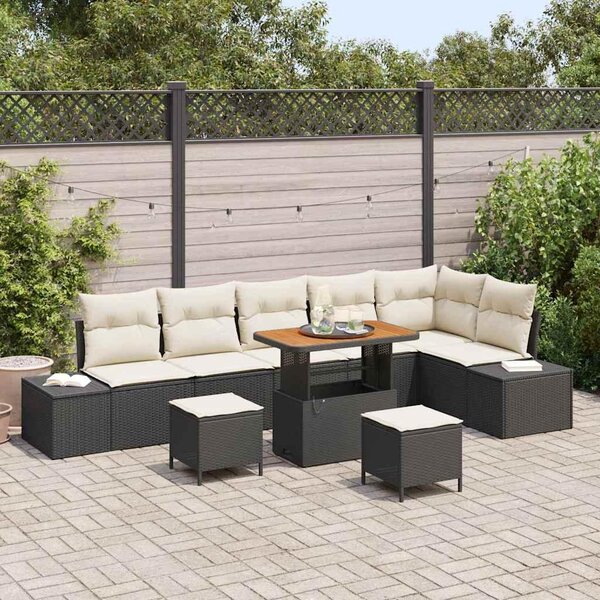 Maison Exclusive - Záhradný nábytok s vankúmi 9 ks ierny Poly-rattan