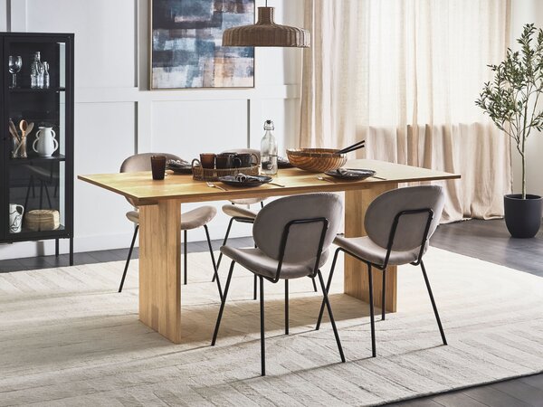Jedálenský stôl prírodný jaseň MDF 180 x 90 cm nohy z kaučukového dreva dyhovaná doska prírodná povrchová úprava minimalistický štýl