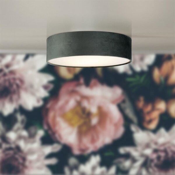 Searchlight 23298-2GY - Stropné svietidlo DRUM PLEAT 2xE27/15W/230V šedá
