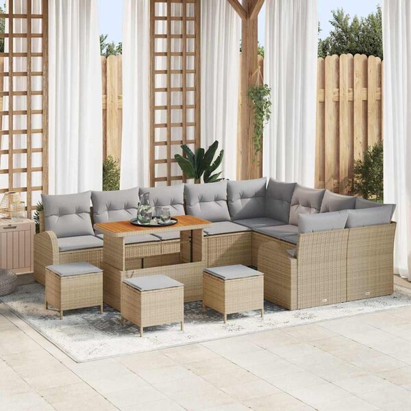 Maison Exclusive - Záhradný nábytok s vankúmi 13 ks Béový Poly-rattan