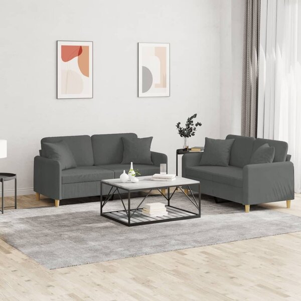 Maison Exclusive – 2-dielna sedacia súprava s vankúšmi, tmavosivá látka