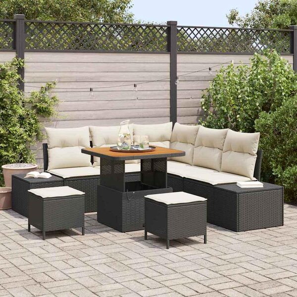 Maison Exclusive - Záhradný nábytok s vankúmi 8 ks ierny Poly Rattan