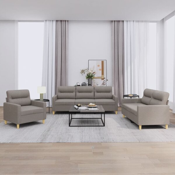 Maison Exclusive – 3-dielna sedacia súprava s vankúšmi, látka v odtieni taupe