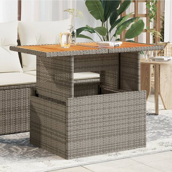 Maison Exclusive - Záhradný stôl sivý 100x55x73 cm Polyratan a akáciové drevo