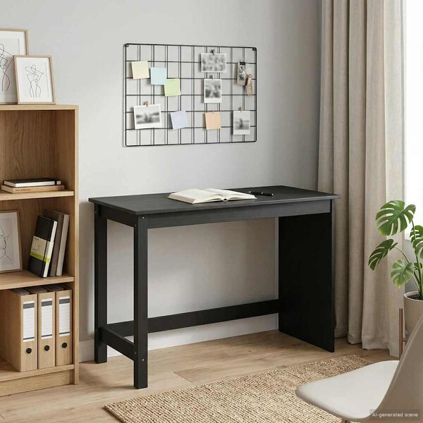 Maison Exclusive – Písací stôl, čierny, 112 x 50 x 75 cm, masívne borovicové drevo