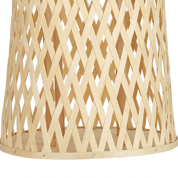 Lampáš na sviečku prírodný bambusové drevo 58 cm so skleneným držiakom na sviečku boho štýl interiér
