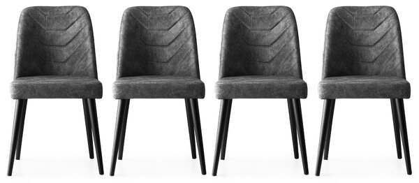 Kalune Design Súprava 4 ks jedálenských stoličiek Dallas z masívu v antracitovej sivej farbe