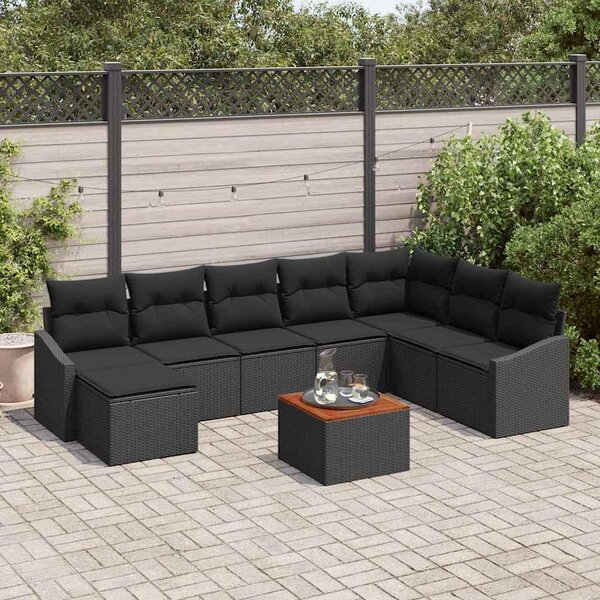 Maison Exclusive - Záhradný nábytok s úloným priestorom 9 ks ierny Poly-rattan