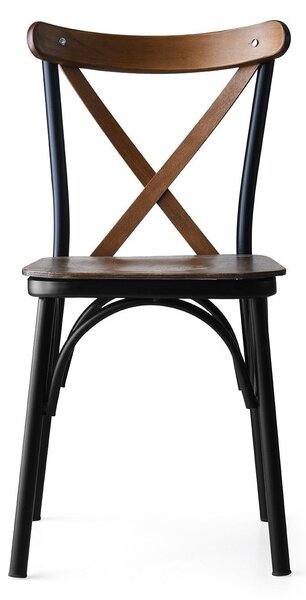 Kalune Design Súprava 4 ks jedálenských stoličiek Ekol z masívu orech/čierna