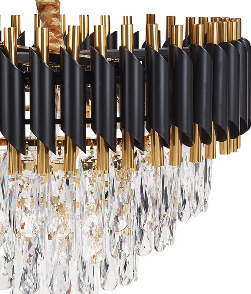Luster zlatá čierna železný závesná lampa s krištáľmi glamour štýl obývacia izba