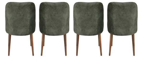 Kalune Design Súprava 4 ks jedálenských stoličiek Dallas olivovo zelená/orech