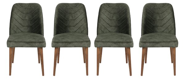 Kalune Design Súprava 4 ks jedálenských stoličiek Dallas olivovo zelená/orech