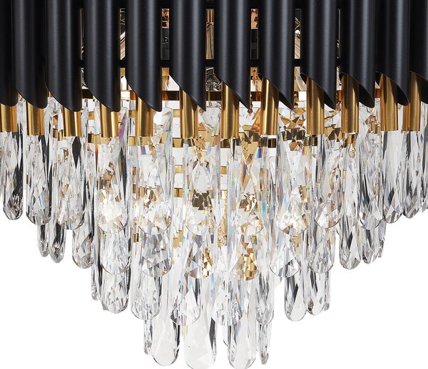 Luster zlatá čierna železný závesná lampa s krištáľmi glamour štýl obývacia izba