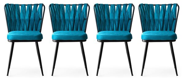 Kalune Design Súprava 4 ks jedálenských stoličiek Kusakli modrá/čierna