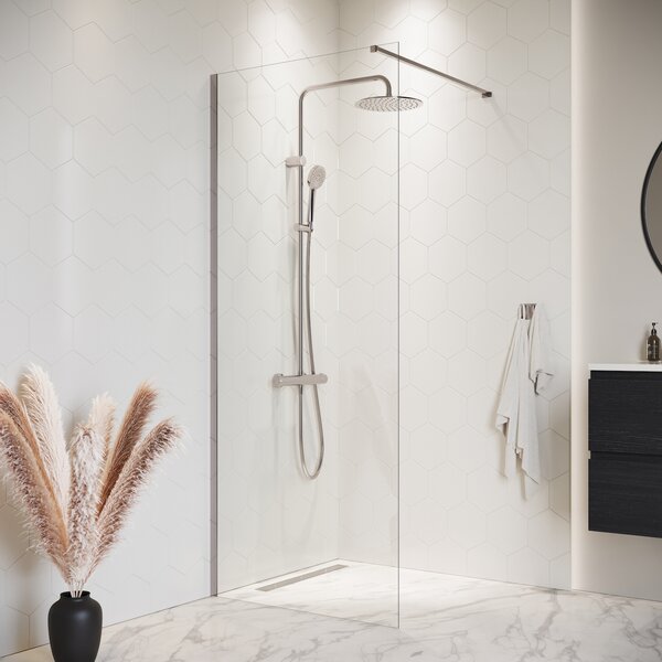 Badplaats Sprchová Zástena Florida 80 x 200 cm - Chróm - Walk-In Sprchový Kút 8 mm Bezpenostné Sklo