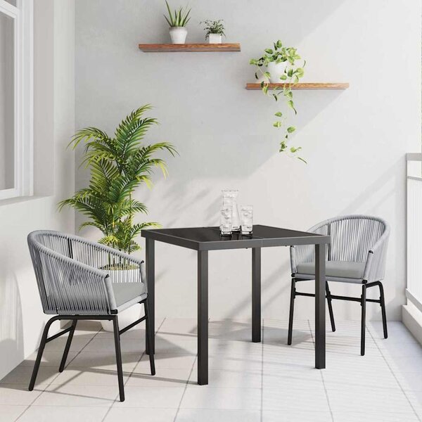 Maison Exclusive – Záhradná jedálenská súprava, 3 kusy, antracitová farba, oceľ s práškovým nástrekom