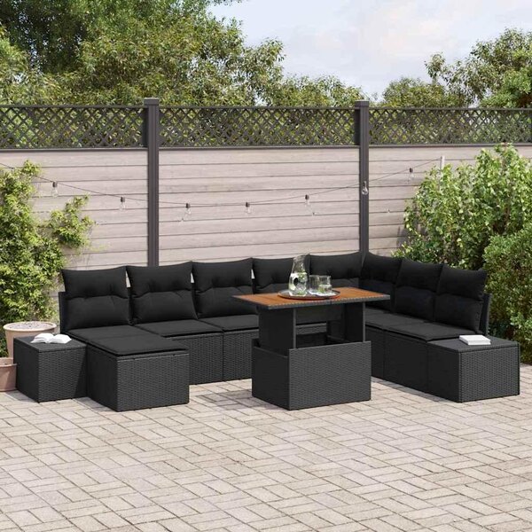 Maison Exclusive - Záhradný nábytok s úloným priestorom 9 ks ierny Poly Rattan