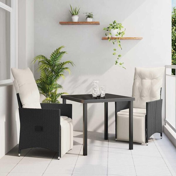 Maison Exclusive - Záhradná jedálenská súprava s vankúmi 3 ks ierna Poly-rattan