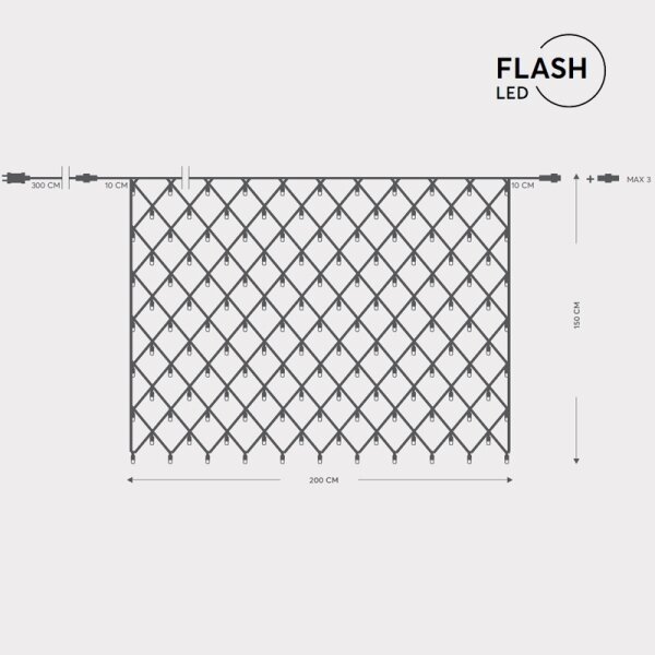 LED vonkajší záves NET 240xLED/7,2W/230V 1,5x2 m IP44 teplá biela