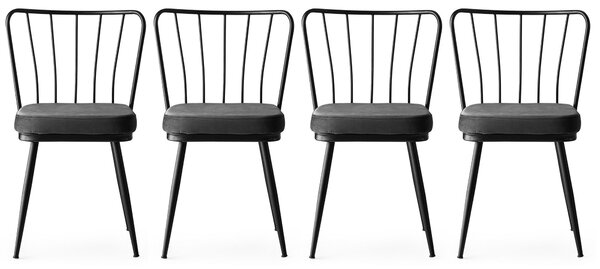 Kalune Design Súprava 4 ks jedálenských stoličiek Yildiz čierna/tmavosivá