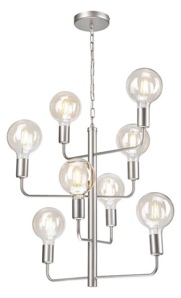 Luster na reťazi ORLANDO 8xE27/60W/230V strieborná