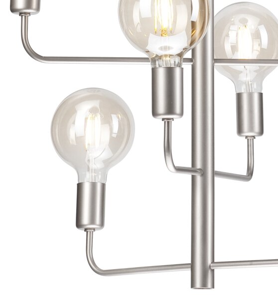 Luster na reťazi ORLANDO 8xE27/60W/230V strieborná