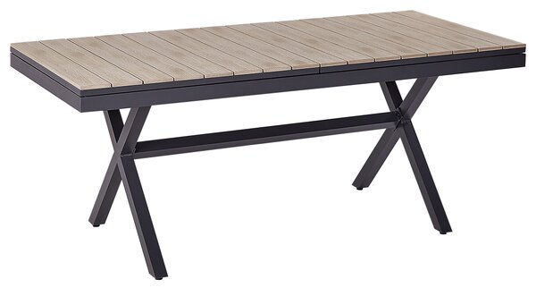 Rozkladací záhradný jedálenský stôl grafitová sivá svetlé drevo hliník 184/242 x 76 cm moderný štýl záhrada exteriér