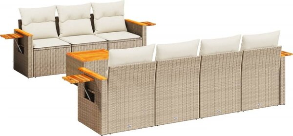 Maison Exclusive - 8-dielna záhradná súprava pohoviek s vankúmi béová polyratan