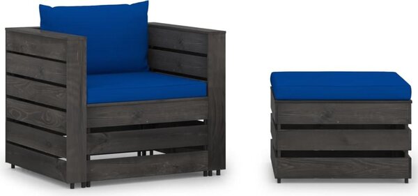 Maison Exclusive – 2-dielna záhradná súprava s vankúšmi, sivá, impregnované drevo