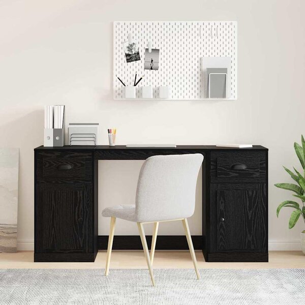Maison Exclusive – písací stôl so zásuvkami, čierna farba, vzhľad dubového dreva, materiál: drevotrieska