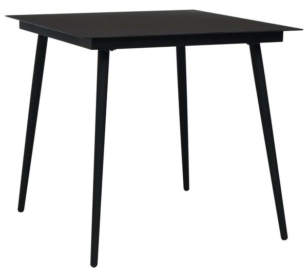 Maison Exclusive – Záhradný jedálenský stôl, ierny, 80 x 80 x 74 cm, oce a sklo