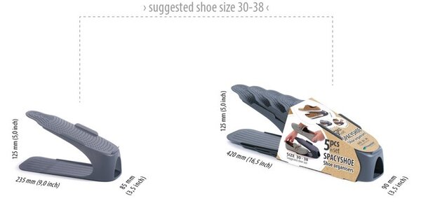 Prosperplast Súprava 5 ks organizérov na topánky SHOES veľ. 30-38 antracit