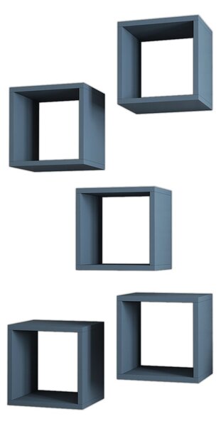 Kalune Design Súprava 5 nástenných políc BOXE modrá