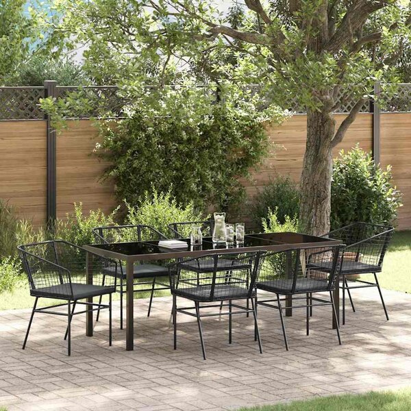 Maison Exclusive - Záhradná jedálenská súprava 7 ks ierna polyratanová