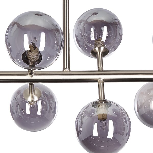 Závesná lampa strieborná oceľ sklo 10 svetiel okrúhle tienidlá na strop moderný glamour štýl obývačka jedáleň spálňa