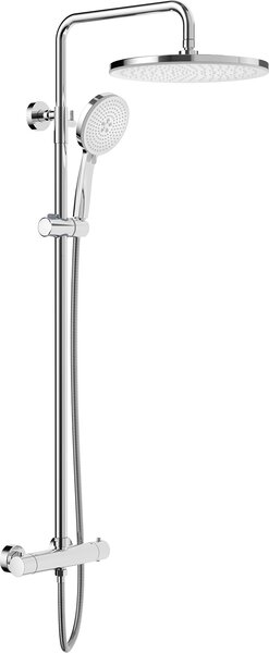 Sprchový systém Rainsworth s termostatom, okrúhla sprcha ABS 30 cm, 3 režimy prúdu, sprchová súprava 92-126 cm, chróm