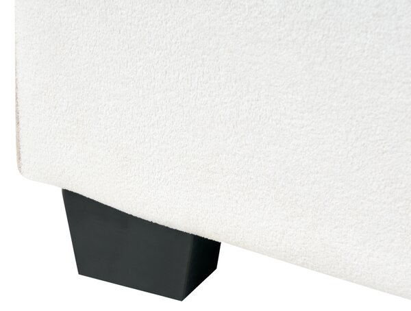 Posteľ s úložným priestorom krémová biela látkové čalúnenie 180 x 200 cm škandinávsky moderný minimalistický dizajn