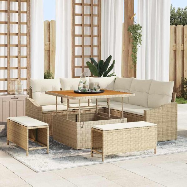 Maison Exclusive - Záhradný nábytok s vankúmi 8 ks Béový Poly-rattan