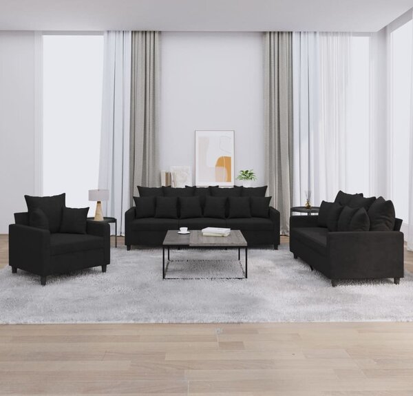 Maison Exclusive – 3-dielna sedacia súprava s vankúšmi, čierny zamat