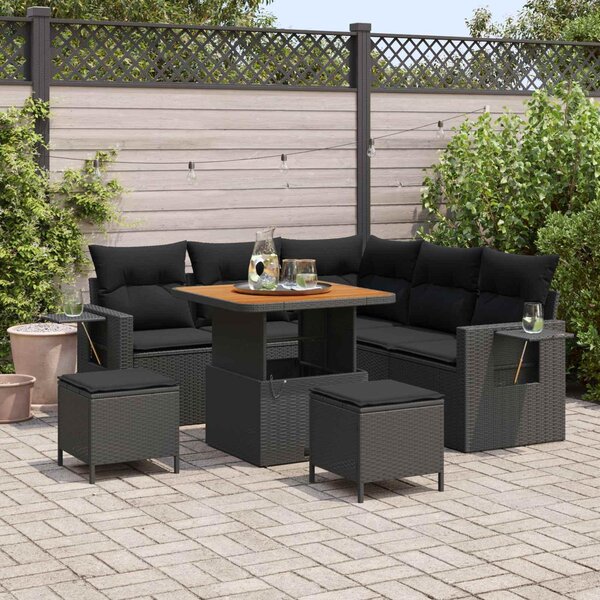 Maison Exclusive - Záhradný nábytok s vankúmi 8 ks ierny Poly-rattan