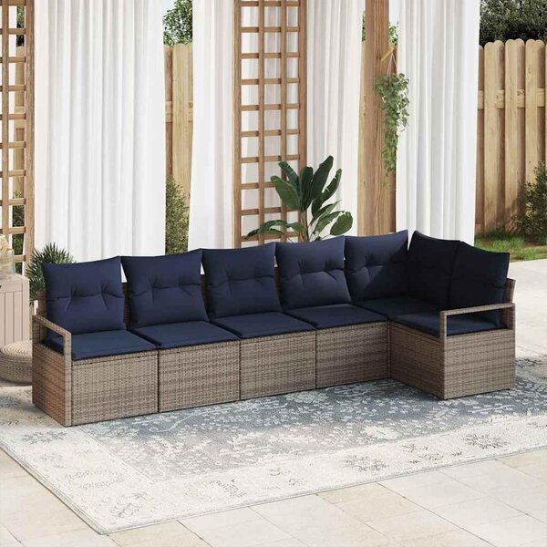 Maison Exclusive – Sedacia súprava, 6 kusov, sivá [syntetický materiál]: Polyratan