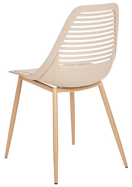 Sada 4 jedálenských stoličiek béžová sedadlo zo syntetiky kovové nohy moderný minimalistický štýl kuchyňa jedáleň