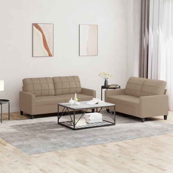 Maison Exclusive – 2-dielna sedacia súprava s vankúmi v odtieni cappuccino-hnedá, z umelej koe