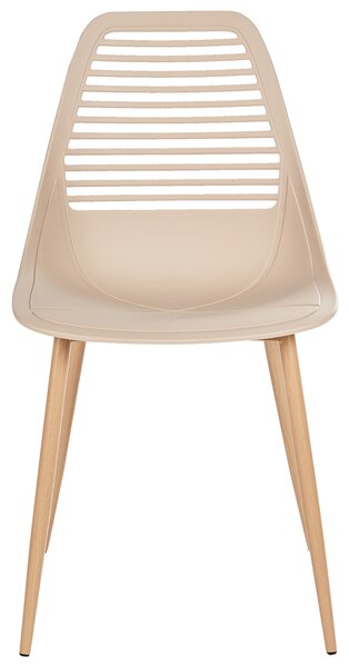 Sada 4 jedálenských stoličiek béžová sedadlo zo syntetiky kovové nohy moderný minimalistický štýl kuchyňa jedáleň
