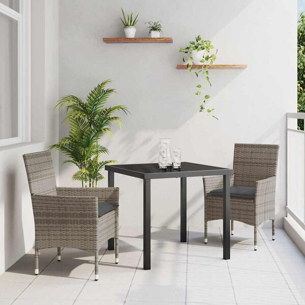 Maison Exclusive – Záhradná jedálenská súprava, 3 kusy, sivý polyratan
