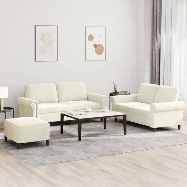 Maison Exclusive – 3-dielna sedacia súprava s vankúmi, krémový zamat