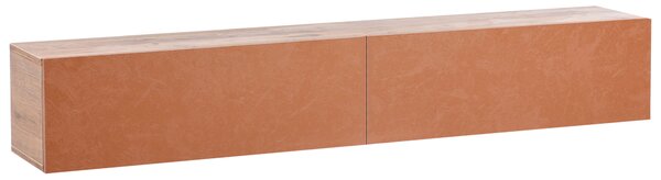 Závesná skrinka pod TV červená a hnedá 180 cm tv stolík na stenu minimalistický dizajn obývacia izba