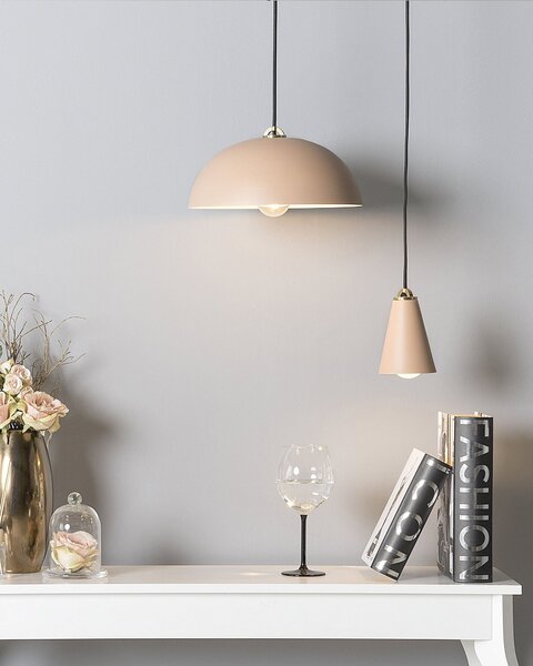 Stropná lampa ružová kovová kužeľové tienidlo 168 cm závesné svietidlo retro vintage