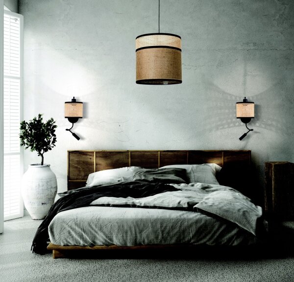 Zambelis 20355 - LED Nástenná lampa 1xE27/40W + LED/3W/230V ratan