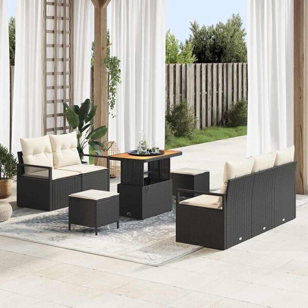 Maison Exclusive - Záhradný nábytok s vankúmi 8 ks ierny Poly-rattan
